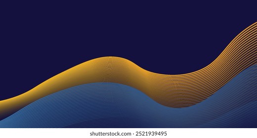 Vector wavy background. Abstract blue lines on white backdrop. Editable stroke	