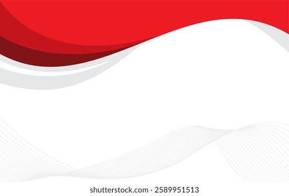 Vector Wavy Background Indonesia independence day greeting card design. Abstract Red and White Color