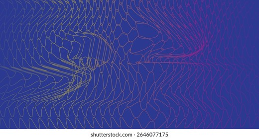 Vector wavy blue lines pattern smooth curve flowing dynamic purple gradient light isolated on black background for technology, digital, communication, science, music concept.