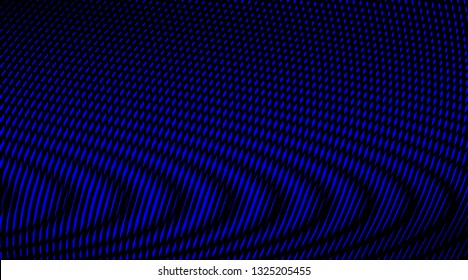 Vector wavy dark abstract background in phantom blue with linear moire effect visual illusion. Colorful digital magic hypnotic reticulated graphic.