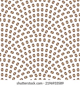 Vector wavy fan shaped seamless pattern. Gold coffee beans on a white background