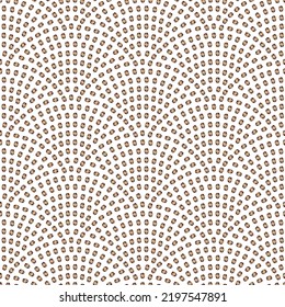 Vector wavy fan shaped seamless pattern. Gold coffee beans on a white background
