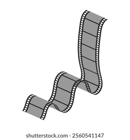 Vector wavy film strip isolated on white background. Retro photo or movie negative for design