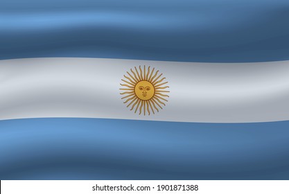 Vector wavy flag of Argentina.