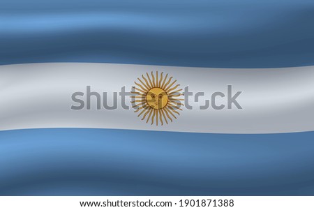 Vector wavy flag of Argentina.