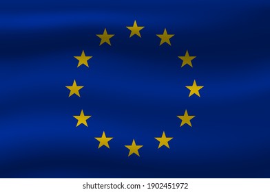 Vector wavy flag of European Union.