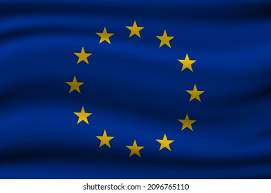 Vector wavy flag of European Union.