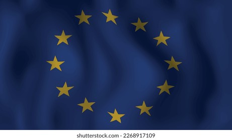 Vector wavy flag of European Union.Vector illustration..