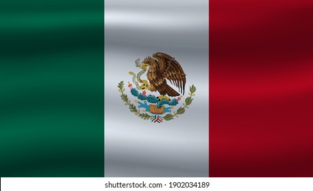 Vector Wavy Flag Of Mexico.