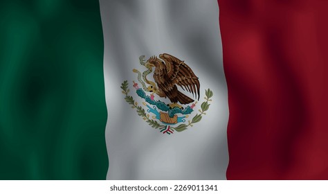 Vector wavy flag of Mexico.Vector illustration..