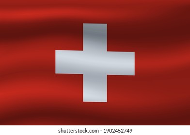 Vector wavy flag of Switzerland.