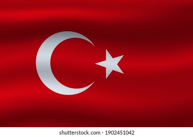 Vector wavy flag of Turkey.