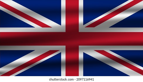 Vector wavy flag of United Kingdom.