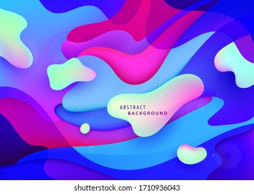 Vector wavy geometric, liquid shapes background. Trendy gradient colorful composition, dynamic illustration
