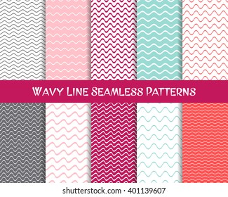 Vector wavy line seamless patterns romantic vintage collection