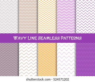 Vector wavy line seamless patterns romantic christmas collection