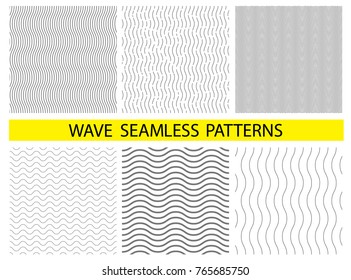 Vector wavy line seamless patterns gray and white