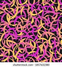 Vector of wavy lines, colorful print for girls and boys, abstract seamless pattern. Neon curves background texture