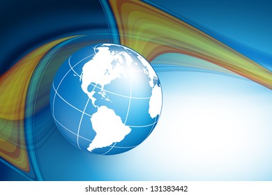 vector wavy lines with copy space and globe. eps10