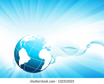 vector wavy lines with copy space and globe. eps10