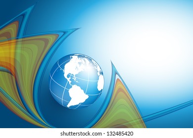 vector wavy lines with copy space and globe. eps10