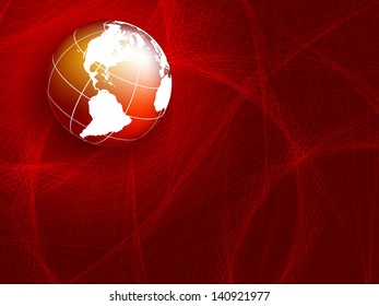 vector wavy lines with copy space and globe. eps10