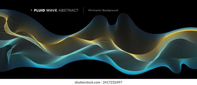 Vector wavy lines curves flowing dynamic colorful gradient light isolated on black background for the concept of technology, digital, communication, science, music, artificial intelligencent