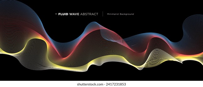 Vector wavy lines flowing dynamic colorful gradient light isolated on black background for the concept of technology, digital, communication, science, music, artificial intelligent