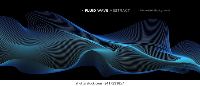 Vector wavy lines flowing dynamic colorful gradient light isolated on black background for the concept of technology, digital, communication, science, music, artificial intelligent