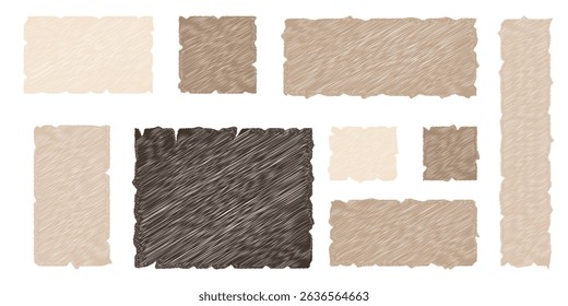 Vector wavy rectangles with grain texture, irregular colorful text boxes. Crayon drawn squares and rectangles with wavy rough edges. Organic grunge text boxes, geometric shapes or empty speech bubbles