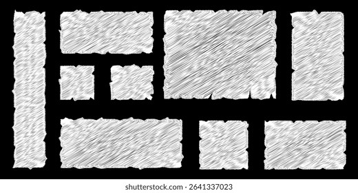 Vector wavy rectangles with grain texture, irregular colorful text boxes. Crayon drawn squares and rectangles with wavy rough edges. Organic grunge text boxes, geometric shapes or empty speech bubbles
