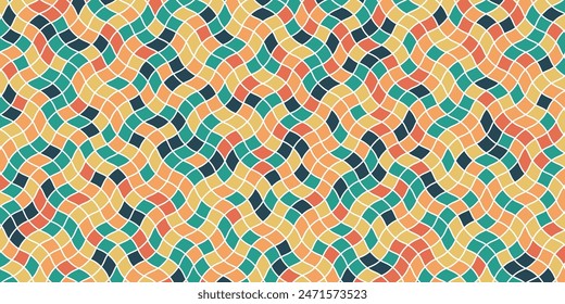 Vector wavy seamless geometrical pattern. Floor tile, wallpaper, texture map for games, page fill, Mediterranean terrazzo mosaic style. retro pattern of geometric shapes. medieval street pavement