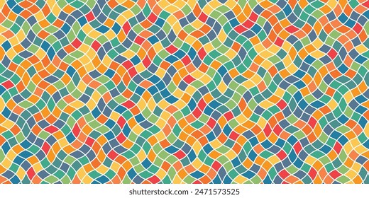 Vector wavy seamless geometrical pattern. Floor tile, wallpaper, texture map for games, page fill, Mediterranean terrazzo mosaic style. retro pattern of geometric shapes. medieval street pavement