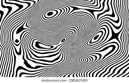 Vector wavy stripes background with curved ripple lines.