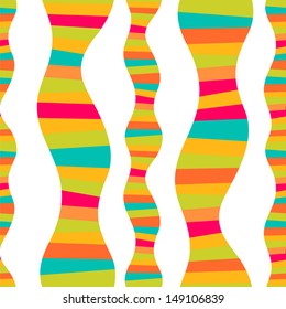 Vector wavy stripes. Mosaic seamless abstract wave background. Colorful abstract hand-drawn pattern, waves background. Serpentine stripe backdrop, path. Striped background. Geometric. Bright backdrop.