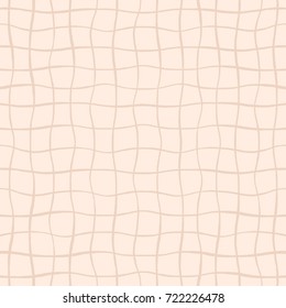 Vector wavy strokes criss cross seamless pattern on the beige background. Abstract texture of pastel colors.
