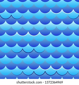 Vector wavy stylized seamless sea pattern.