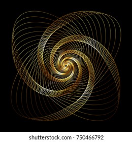 Vector Wavy Twirl Gold Rosette - Graphic Element - Generative Art  