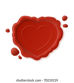 Vector wax seal in the shape of heart