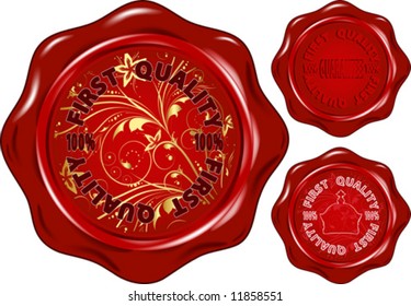 vector wax seal with text: GUARANTEE 100%