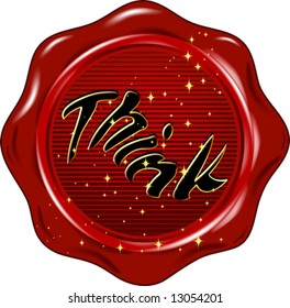vector wax seal with text:  Think