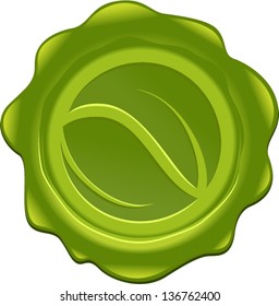 vector wax stamp with leaf symbol - Separate layers for easy editing