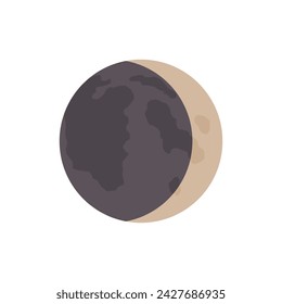 Vector waxing crescent, in flat style. The concept of astrology, astronomy, phases of the moon, lunar calendar, science, magic. Illustration isolated on white background, eps 10.