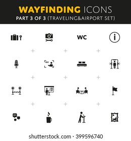 Vector Wayfinding Icons Traveling and Airport Part of Set