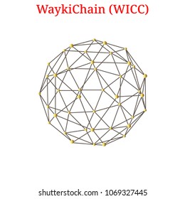 Vector WaykiChain (WICC) digital cryptocurrency logo. WaykiChain (WICC) icon. Vector illustration isolated on white background.