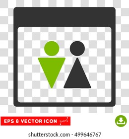 Vector WC Persons Calendar Page EPS vector pictogram. Illustration style is flat iconic bicolor eco green and gray symbol on a transparent background.