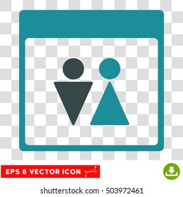 Vector WC Persons Calendar Page EPS vector pictograph. Illustration style is flat iconic bicolor soft blue symbol on a transparent background.