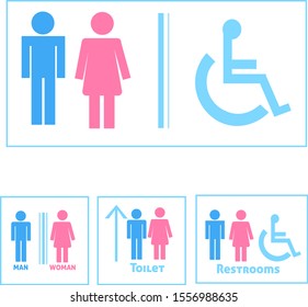 Vector wc sign on white background - abstract icons in blue color - Vector