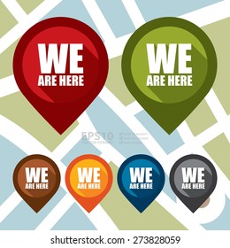 Vector : We Are Here Map Pointer Icon