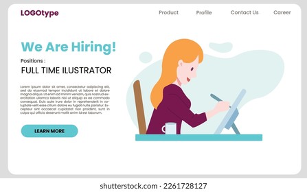 vector we are hiring landing page for web banner
